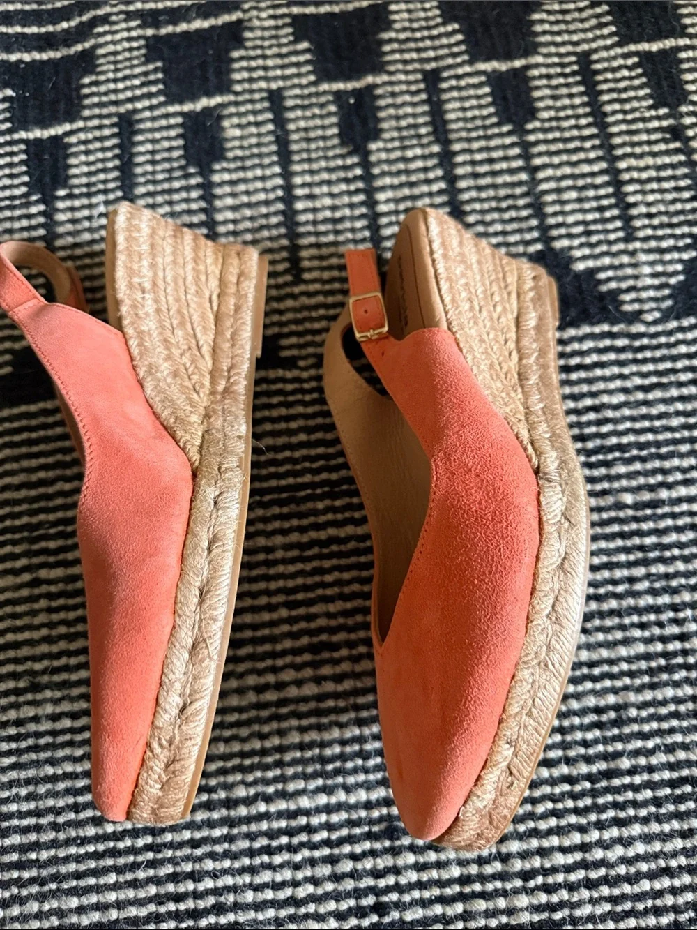 Patricia Green Poppy (orange pink) wedge slingback sz 9 Made in Spain Never Worn